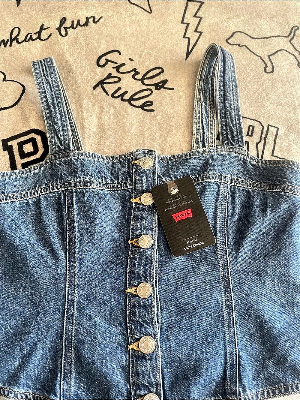 Levi'Small Tailored Bustier Top Denim Tank Top Blue Small